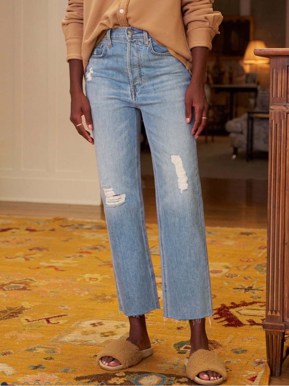 Frank & Eileen Monaghan 1987 Wash Distressed Cropped Straight Jeans